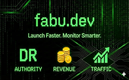Fabu Chrome Web Store media showing the extension's traffic, revenue, and Domain Rating focus